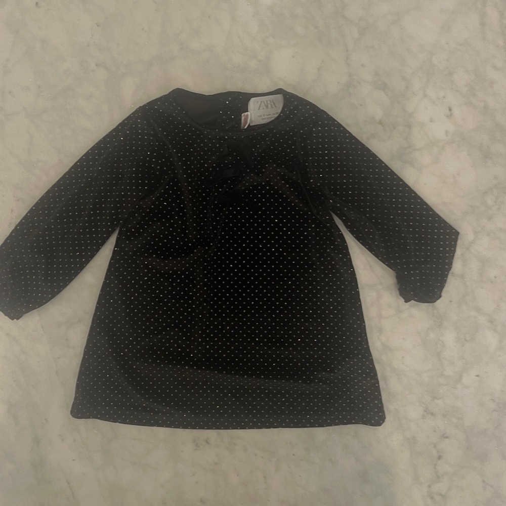 Zara Black Dress with White Dots and bows